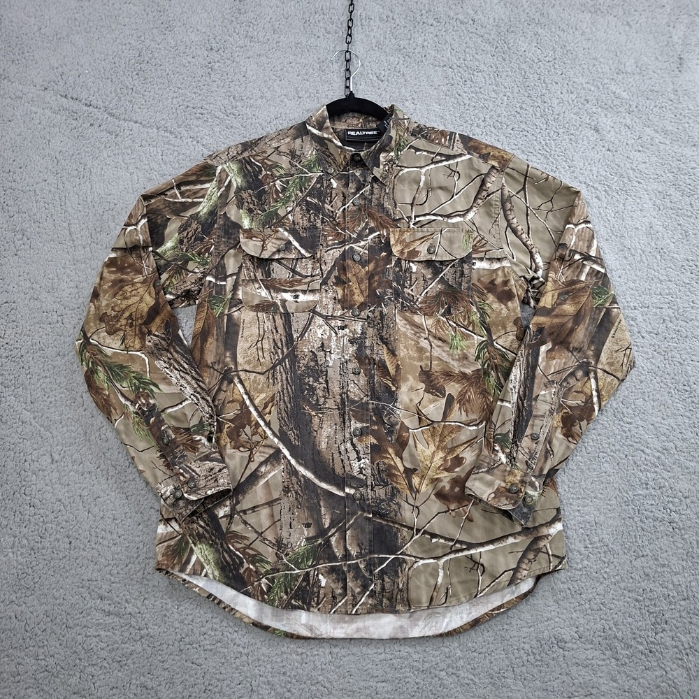 Vtg Mens Medium (38-40) Realtree AP‎ Camo Shirt Button Up Chore Shirt Mid Weight